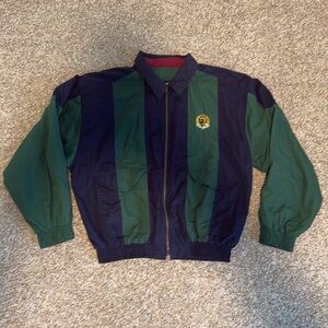 Vintage Men’s New River Green Blue Color Block Jacket Coat Windbreaker Large